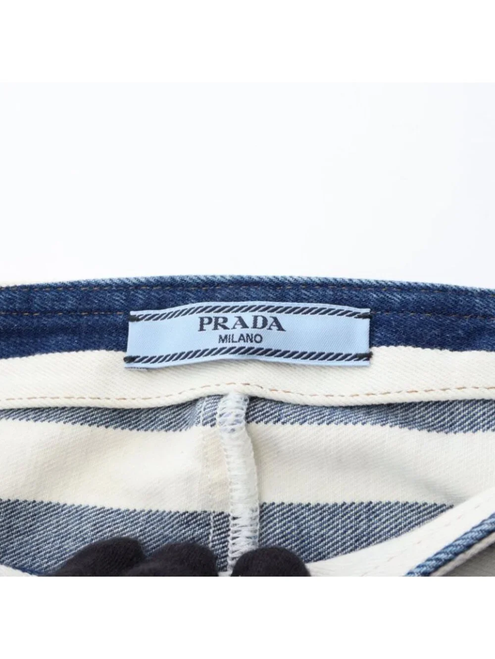 Prada Skirt Triangle Plate Border Cotton Denim